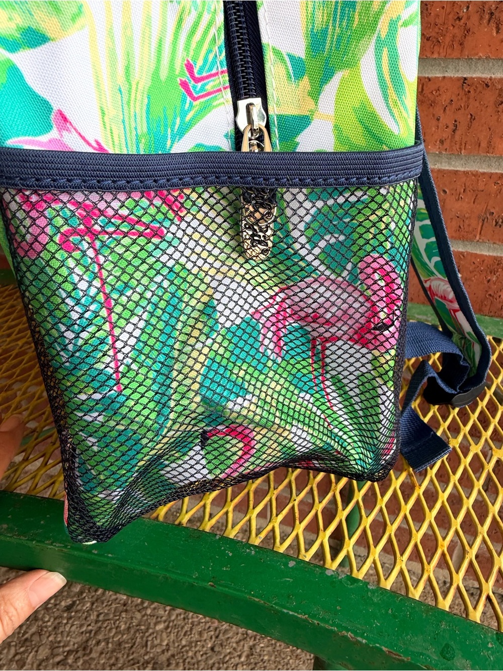 NWT NGIL Tropical Flamingo Print Backpack - Pink & Green - Picture 7 of 11